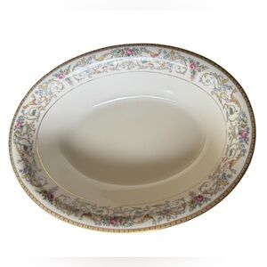 Vintage Baronet Bohemia “Romance” Porcelain Serving Bowl Hand Painted Gold Rim